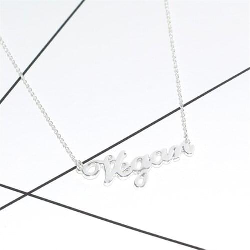 Vegetarische Symbool Aanpasbare Letters Vegan Ketting Vegan Lifestyle Gift Sieraden voor vrouwen