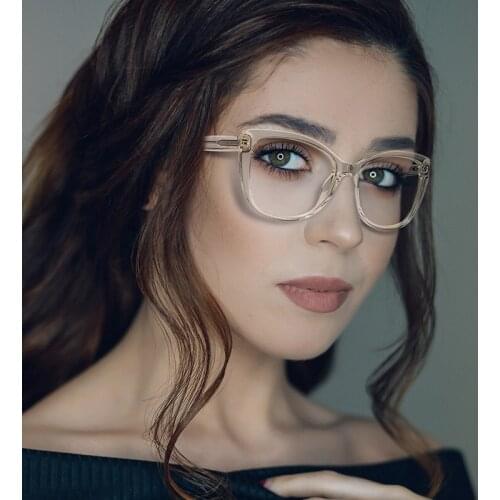 Vintage Square Clear Glasses Women Transparent Lens Cat eye Glasses Frame Ladies Eyeglasses Unisex Anti Blue Light Glasses