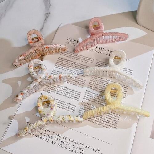 New Korea Floral Fabric Winding Resin Hair Claw Clips Big Size Makeup Hair Styling Hairpin Barrettes for Women Hair Accessories