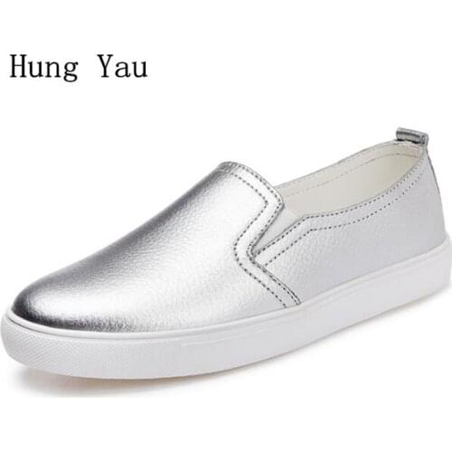 Women Shoes Flats Genuine Leather 2018 Summer Fashion Casual Shoes Woman Flat Work Slip On Comfortable Walking Loafers