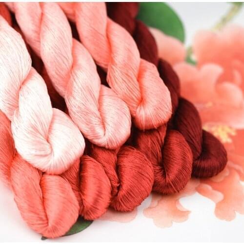 1pcs 100% silk thread hand embroidery embroider cross stitch 400m silk embroidery thread Peony red series/8 pure colors