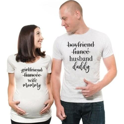 1pcs Mommy Daddy To Be Tshirt Funny Pregnancy Announcement T Shirts Couples Pregnant Plus Size Family Matching T-shirts Clothes
