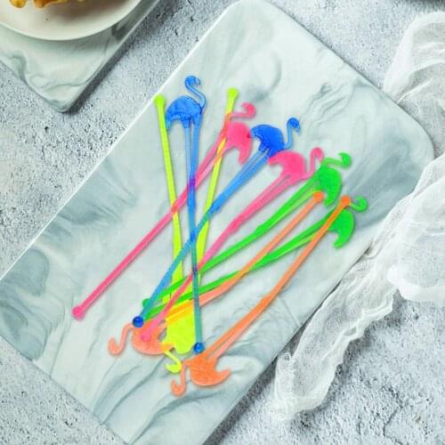 10pcs Summer Party Decorations DIY Cocktail Parasols Flamingo Food Pick Hawaiian Beach Party Decor Juice Drink Stirrers