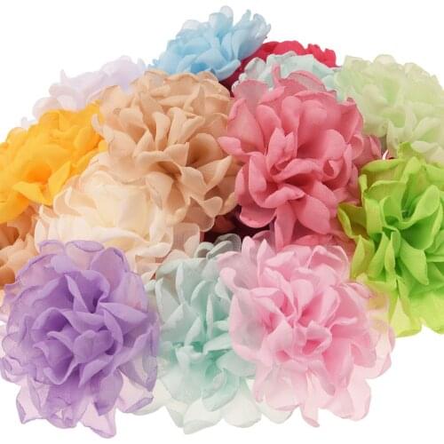 10PCS Chiffon Flowers 8cm fabric flowers cute hair accessories Boutique Accessory Wedding decoration flower No Barrette No Clip