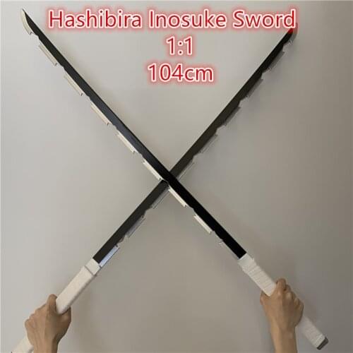 104cm Demon Slayer Sword Weapon Hashibira Inosuke White Sowrd Cosplay 1:1 Ninja Knife PU Prop Kimetsu no Yaiba Anime Sword