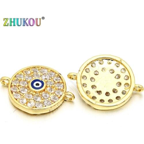 11mm High Quality Copper Zirconia Rhinestone Evil Eyes Charms Connector for Diy Jewelry Findings Accessories, Model: VS4