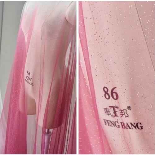 130cm*1yard lace Fabrics Star-sky Glitter Net Yarn Bronzing Spray Sequin Transparent Gowns Tulle lace Fabric for Women Dresses