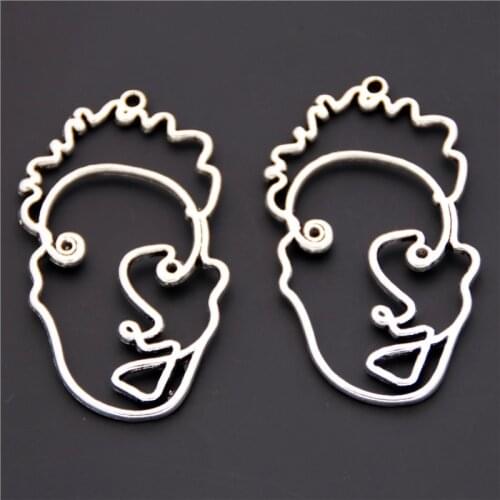 2pcs Silver Color Distorted Face Shape Abstract Charm For Women Earrings Jewelry Punk Style A56