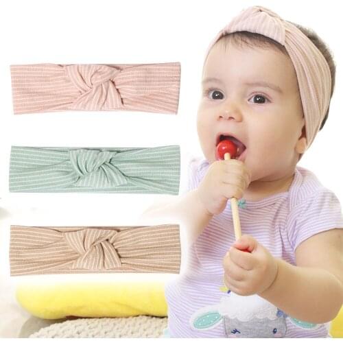 3pcs Baby Knot Headband Striped Cotton Bowknot Wide Soft Turban Baby Girls Newborn Headwrap Infant Child Headwear Bebes Bandeau