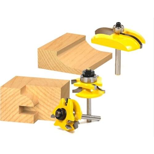 3pcs/set 1/4 tenon door cabinet round joint cutting edge milling machine woodworking cutter tools cnc router bits