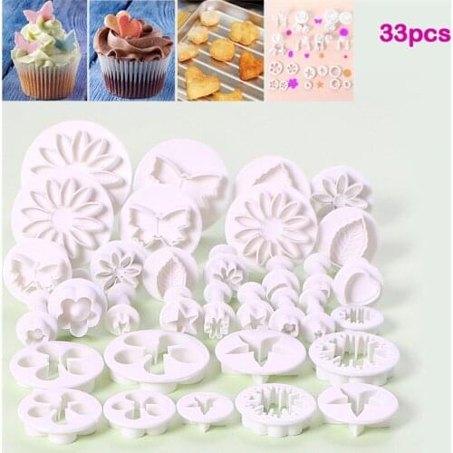 33pcs/set Sugarcraft Cake Decorating Tool Set Fondant Plunger Cutters Cake Tools Cookie Biscuit Cake Mold Baking Accessories U3