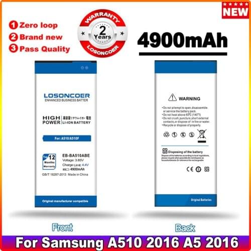 LOSONCOER 4800mAh EB-BA510ABE Mobile Phone Battery For Samsung 2016 Edition A510 Battery SM-A510F A5100 A5 A51 A510F Batteries
