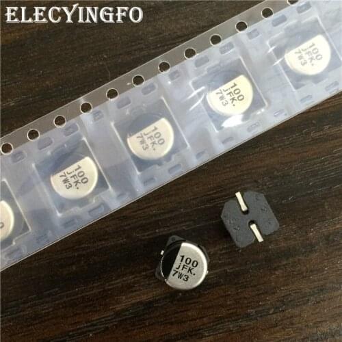 50pcs 100uF 6.3V100UF FK Series 6.3x5.8mm Low ESR 6.3V100uF Chip type SMD Aluminum Electrolytic capacitor