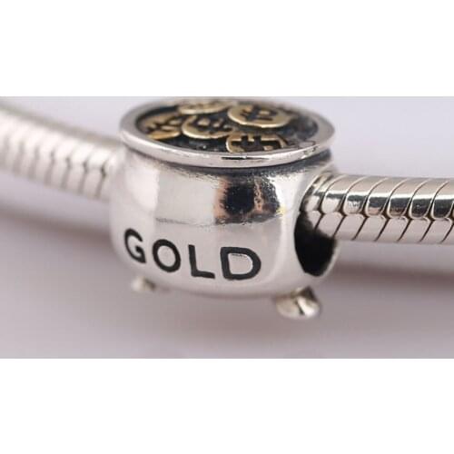 Authentic S925 Silver Bead Good Fortune Wealth Charm fit Lady Bracelet Bangle DIY Jewelry