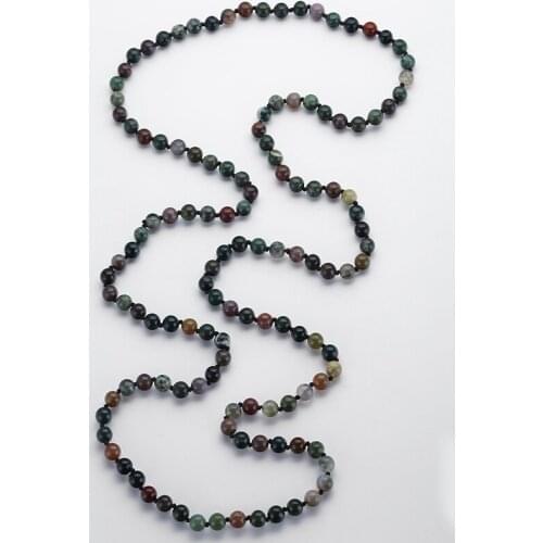 Free Shipping Fashion Long Knot Beads Halsband India Agat Necklace Handmade Women Jewelry