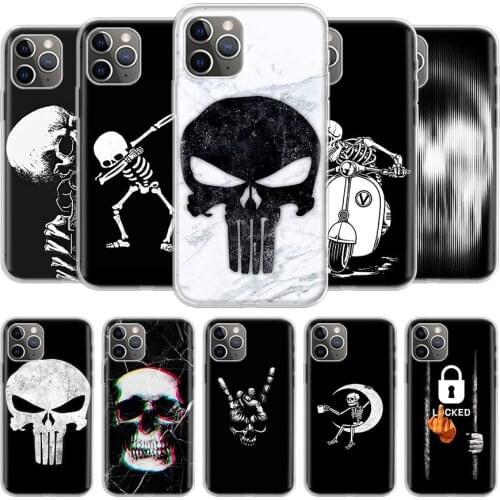 Horror Skull Marbel Spooky Phone Case For iPhone 11 12 Mini Pro 7 6 X 8 6S Plus XS MAX + XR 5S Eleven Art TPU Cover Coque Capa S