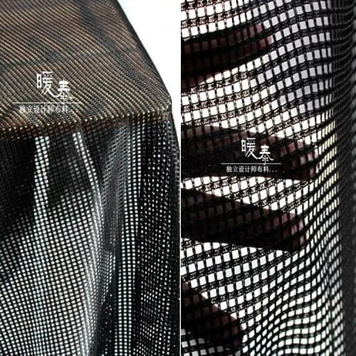 Black Hollow Perspective Mesh Gauze Fabric Fishing Mesh DIY Hollow Mesh Clothing Blouse Designer Fabric