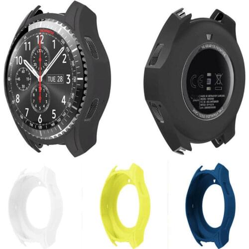 Black/White/Yellow/Dark Blue Optional Soft Silicone Protector Slim Skin Cover Case For Samsung Gear S3 Frontier