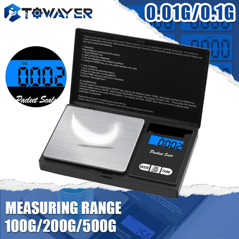 Towayer Digital kitchen Scale Jewelry Gold Balance Weight Gram LCD Pocket weighting Electronic Scales With High precision 0.01g