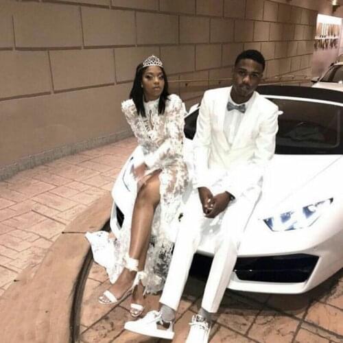 Ivory Groom Wedding Tuxedos Men Suits Men Blazers Latest Wide Peaked Designs Slim Fit Costume Homme Prom Party Jacket 2Piece