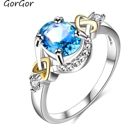 GorGor Rings Women Copper Material Pattern Heart Cross Mosaic Glass Stone Elegant Wedding Bands Temperament Jewelry R10101792058