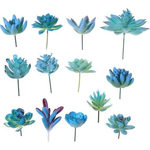Mini Small Medium Large Blue Flocked Artificial Succulents Plants Home Bedroom Living Room Desktop Decoration Fake Plants Bonsai