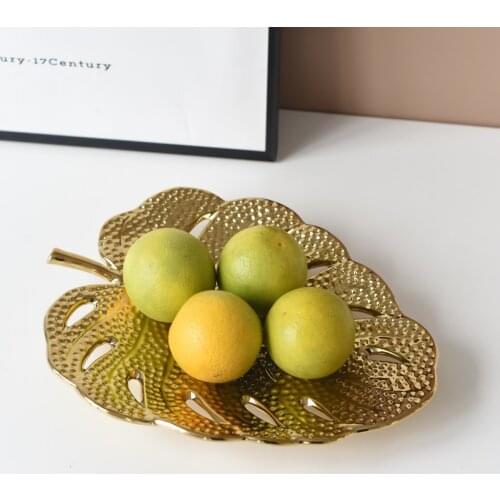 Ceramic Material Golden Tree Leaf Fruit Plate Coffee Table Dining Table Bedroom Living Room Decoration Plate Home Decoration