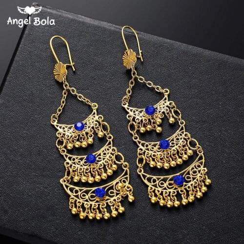 Gold Color Tassel Earrings for Women Bohemian Earrings Dangle Drop Earring Muslim Islamic Female Allah Turkish Jewelry