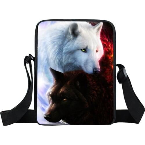 Cool Galaxy Lion Wolf Mini Messenger Bag Men Crossbody Bag for Travel Male Handbag Bags Small Canvas Shoulder Bags Bookbag Gift