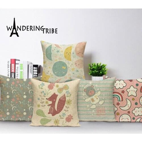 Cartoon Bear Cushion Cover Nordic Cloud Throw Pillows Case Linen Cushions Covers Animal Home Decor Sofa Pillow cases Almofadas