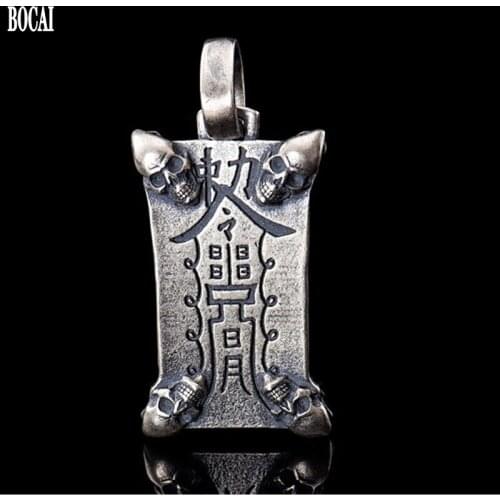 New 100% real solid S925 pure Silver Five Ghost Fortune Talisman Pendant for Man Get rich Skull Thai Silver Man Pendant Silver