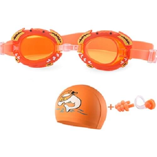 Swimming Glasses Children Anti-Fog Kids Dolphin Swim Cap Set Eyewear Cartoon Crab Water Goggles Arena