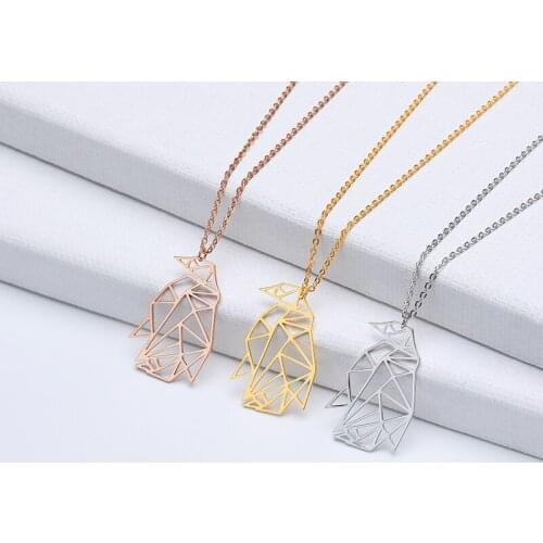 Origami Penguin Necklace for Kids Girls Lovely Vivid Animal Penguin Pendant Necklace Trendy Jewelry Birthday Gifts