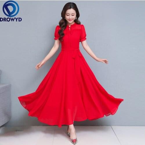 2021 Summer Womens Red Maxi Dress Plus Size Boho Casual Fashion Short Sleeve Office Elegant Ladies Long Party Dresses Vestidos