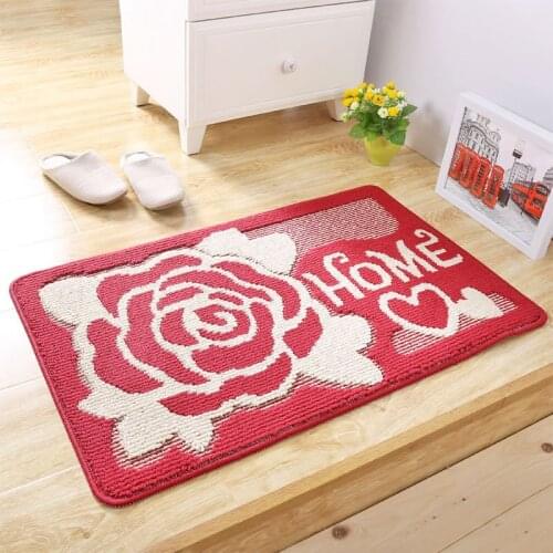 Retro Europe Red Rose Flowers Pattern Floor Mat Carpet Parlor Antiskid Living Room Bedroom Bathroom Doormats Rugs