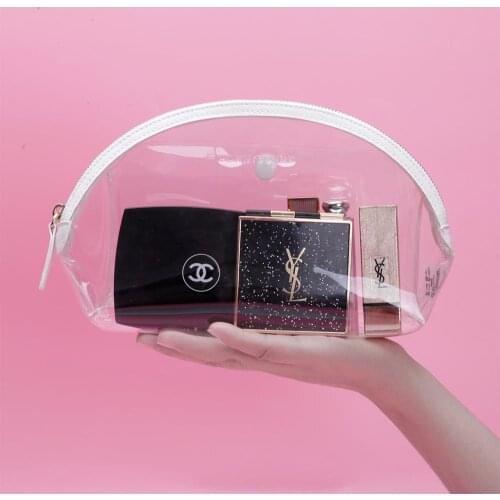 Rownyeon Clear Makeup Bag TPU Cosmetic Pouch Portable Mini Cute Small for Travel Summer Stylish