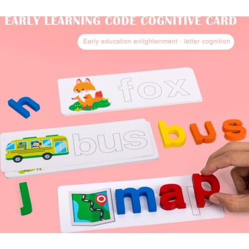 Recognition Interactive Puzzle Toy Puzzle English Letter Educational Kids Wooden Word Game Learning Study Toy Gifts