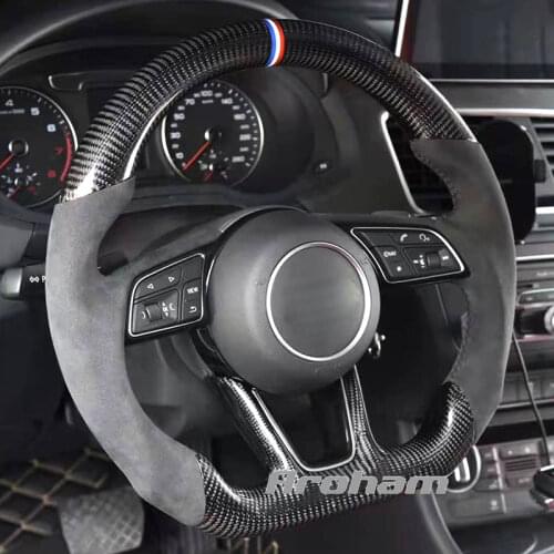 Carbon Fiber Suede Steering Wheel For Audi A5 B9 RS5 B8 A3 S3 S5 RS3 2013 2014 2015 2016 2017 2018 2019 2020