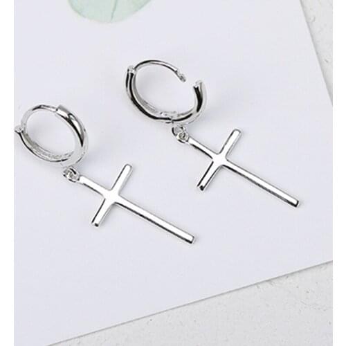Karopel 925 Silver Personality Cross Pendant Earrings Silver Hypoallergenic Earrings Womens Jewelry Gift Earrings