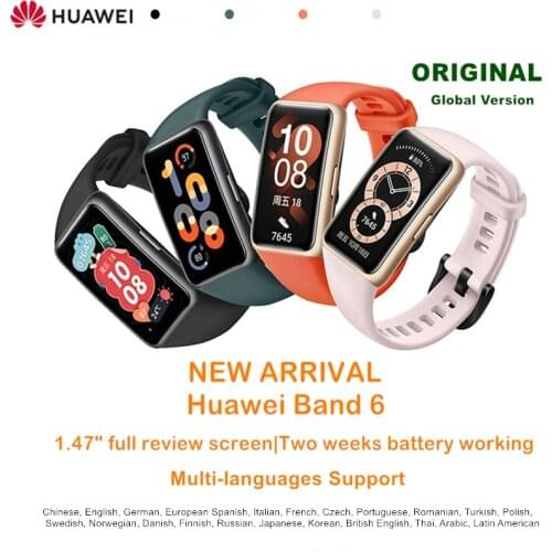 Reloj Inteligente Global Huawei Band 6 Smart Band Fitness Bracelet 2-weeks Standby 1.47" Fullview Screen Smart Watch Man & Women