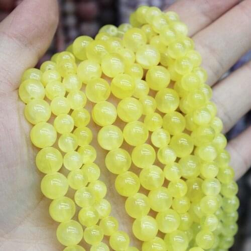 Light Yellow Cloud Jades Chalcedony Stone Beads 6 8 10mm For Jewelry Making Round Loose Spacer Beads DIY Charms Bracelet 15