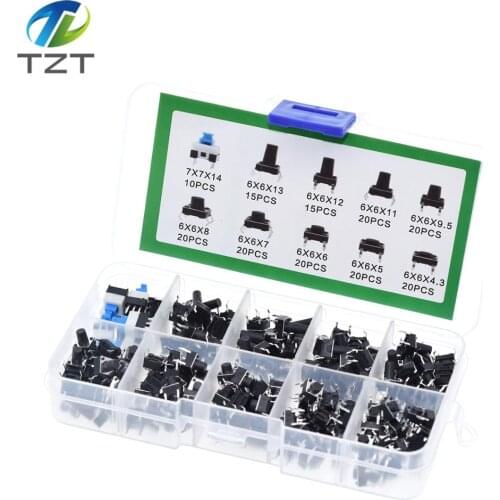 TZT 10 Values 180PCS Tactile Push Button Switch Mini Momentary Tact Assortment Kit DIY