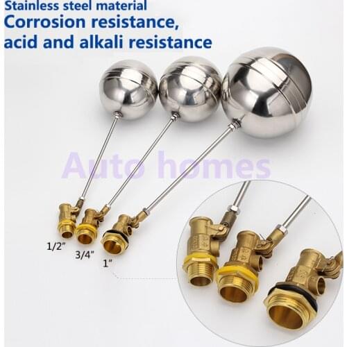 High quality 1/2" 3/4" Cold and Hot Water Tank Liquid Level Stainless steel float valve Body brass toilet valve