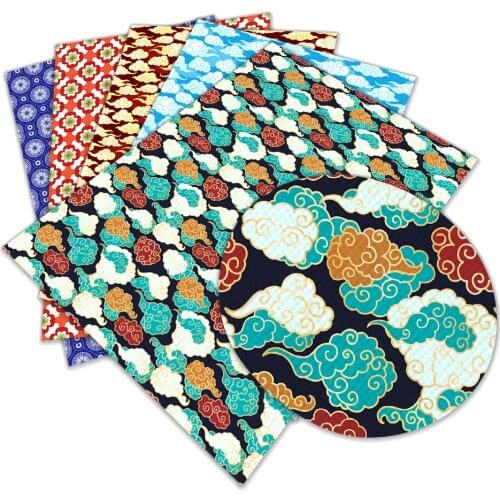 Japanese StyleClouds Printing Pattern Faux Leather Sheets for Bows Earring Wallet Craft Material22x30cm