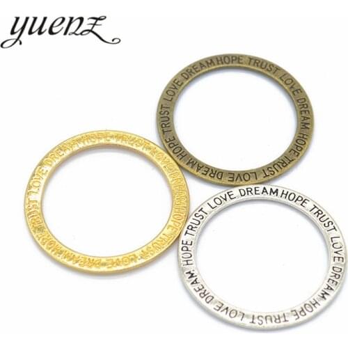 YuenZ 6pcs 4 color Antique Silver color Round ring Alphabet charms fit for Necklace DIY Metal Jewelry Making 36*36mm B114