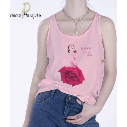 2020 New Summer Tee Top Womens Plus Size Sleeveless Tank Tops Pink Women Fit Wear O-neck Neck Casual Rose Girl Graphic Clothes