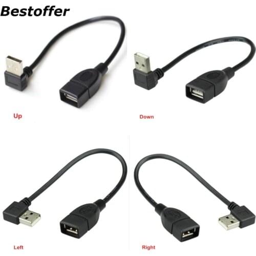10cm 20cm 40cm Usb 2.0 A Male To Female 90 Angled Extension Adaptor Cable Male To Female Right/left/down/up Cable Cord