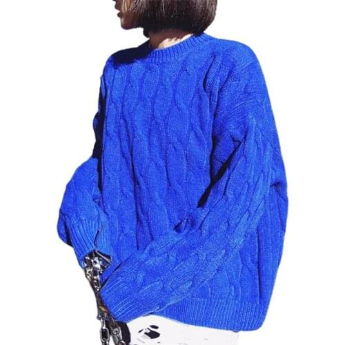 6 Colors Women Sweaters Autumn Loose Solid Color Round Neck Long Sleeve Knitted Blouse Top Sweater Soft Warm Pull Femme