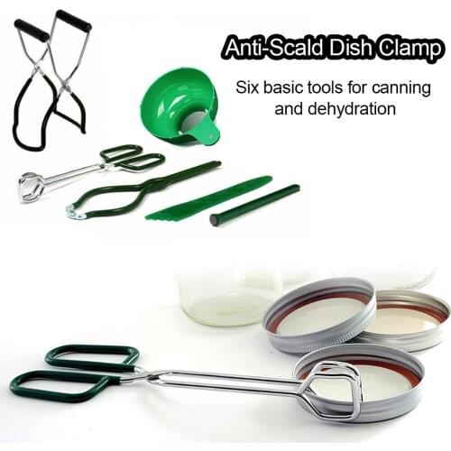 6PCS Wide Mouth Cans Stainless Steel Can Jar Clamp Set Food Pickle Funnel Kitchen Supplies Colander