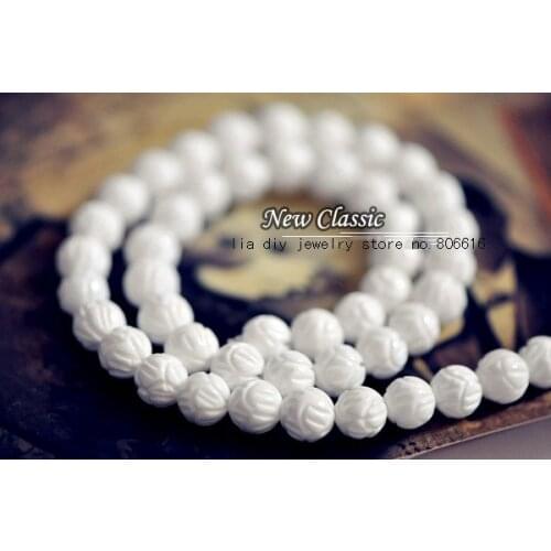 8MM 96Pcs Lotus Natural Tridacna Loose Bead Strands Semi-precious Stone Jewelry Beads